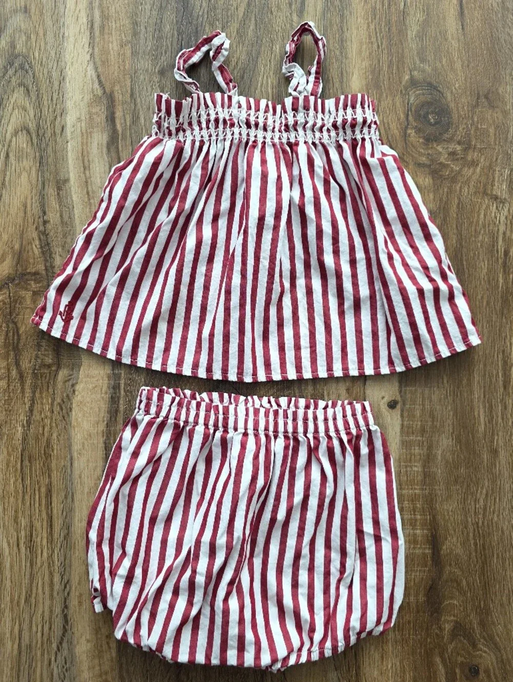 Ralph Lauren Baby Girls Striped Cotton Poplin Top and Bloomer Set Size 12M